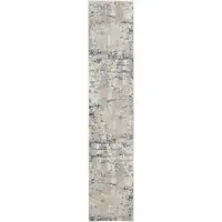 Photo of 8' Blue and Gray Abstract Power Loom Runner Rug