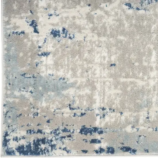 8' Blue and Gray Abstract Power Loom Runner Rug Photo 9