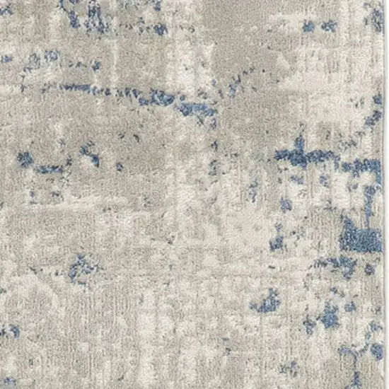 8' Blue and Gray Abstract Power Loom Runner Rug Photo 1