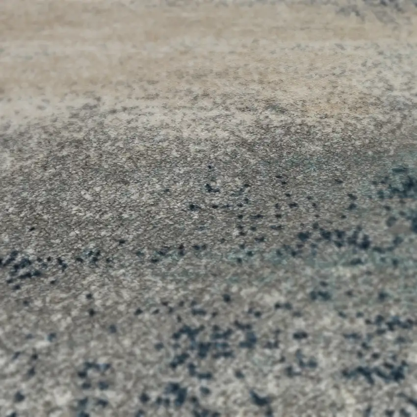 8' Blue and Gray Abstract Power Loom Runner Rug Photo 8