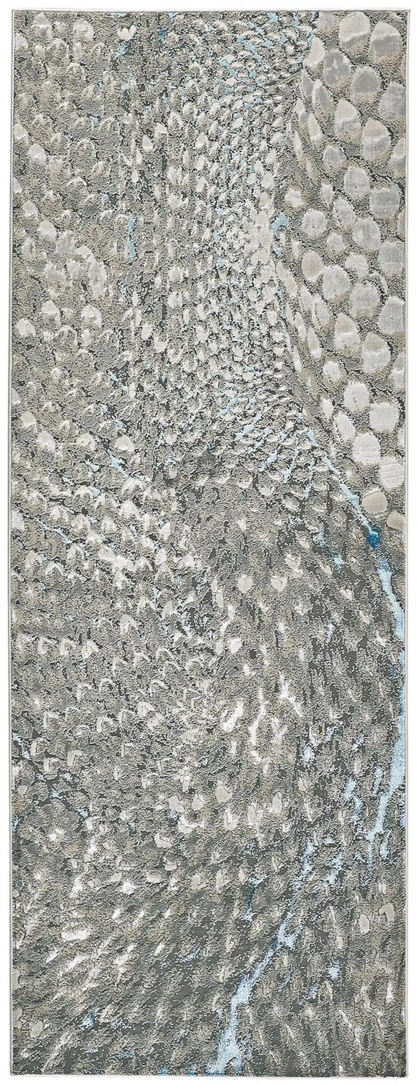 8' Blue and Gray Abstract Power Loom Runner Rug Photo 2
