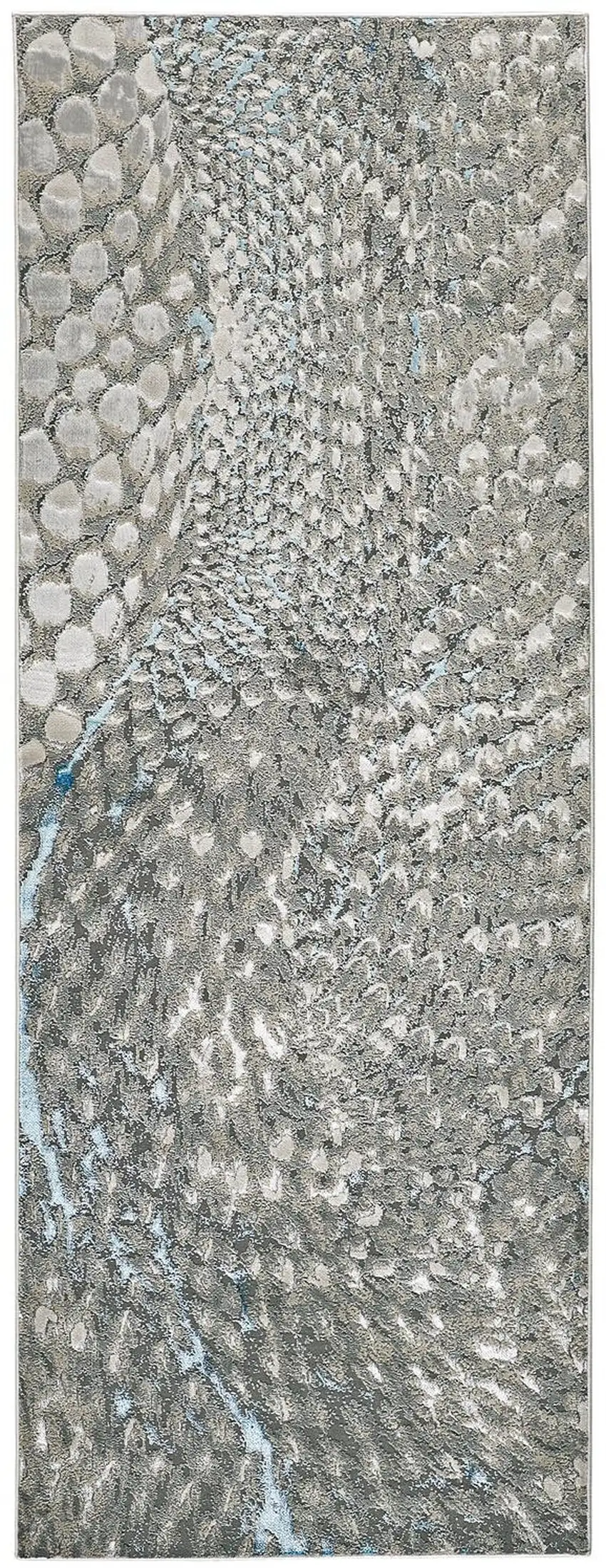 8' Blue and Gray Abstract Power Loom Runner Rug Photo 4