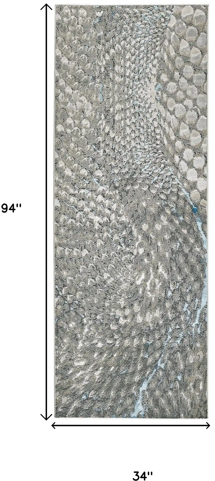 8' Blue And Gray Geometric Runner Rug Photo 3