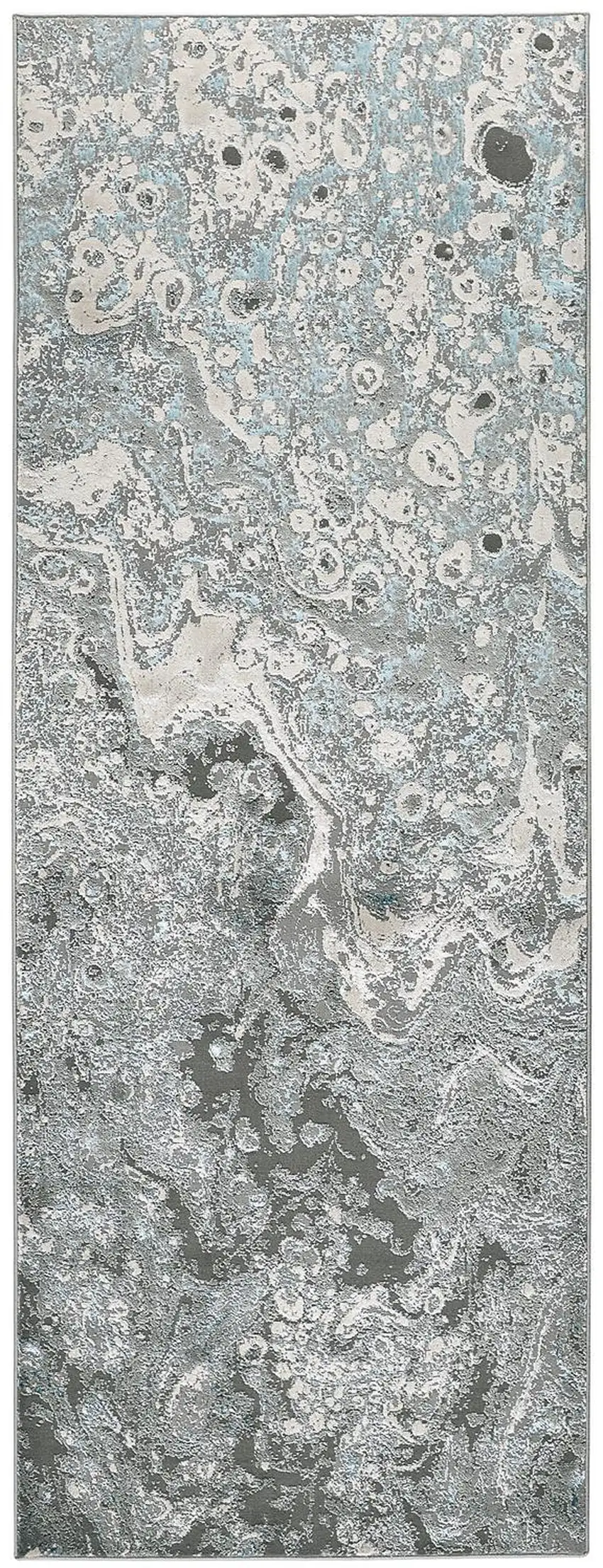 8' Blue and Gray Abstract Power Loom Runner Rug Photo 4