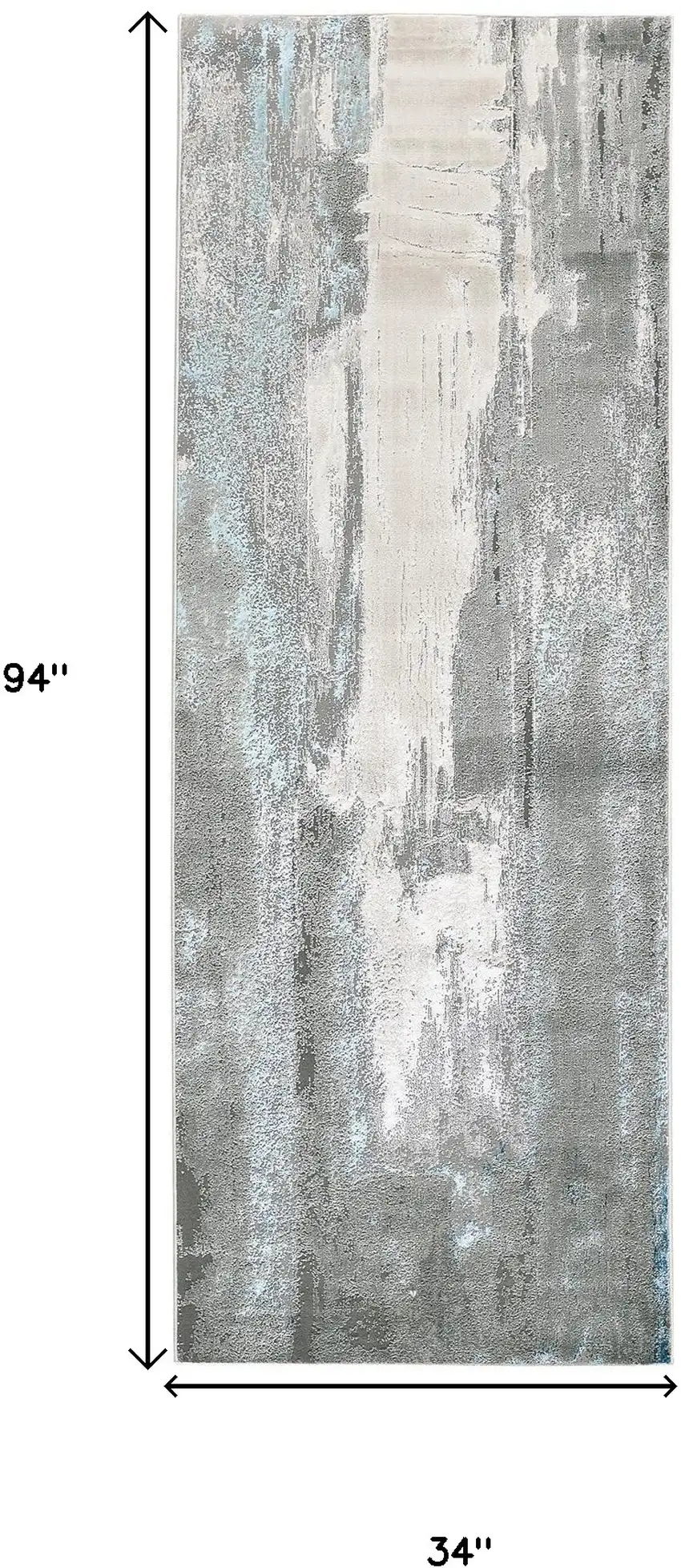 8' Blue and Gray Abstract Power Loom Runner Rug Photo 3