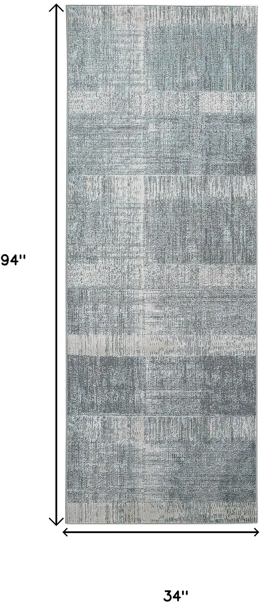 8' Blue and Gray Abstract Power Loom Runner Rug Photo 3