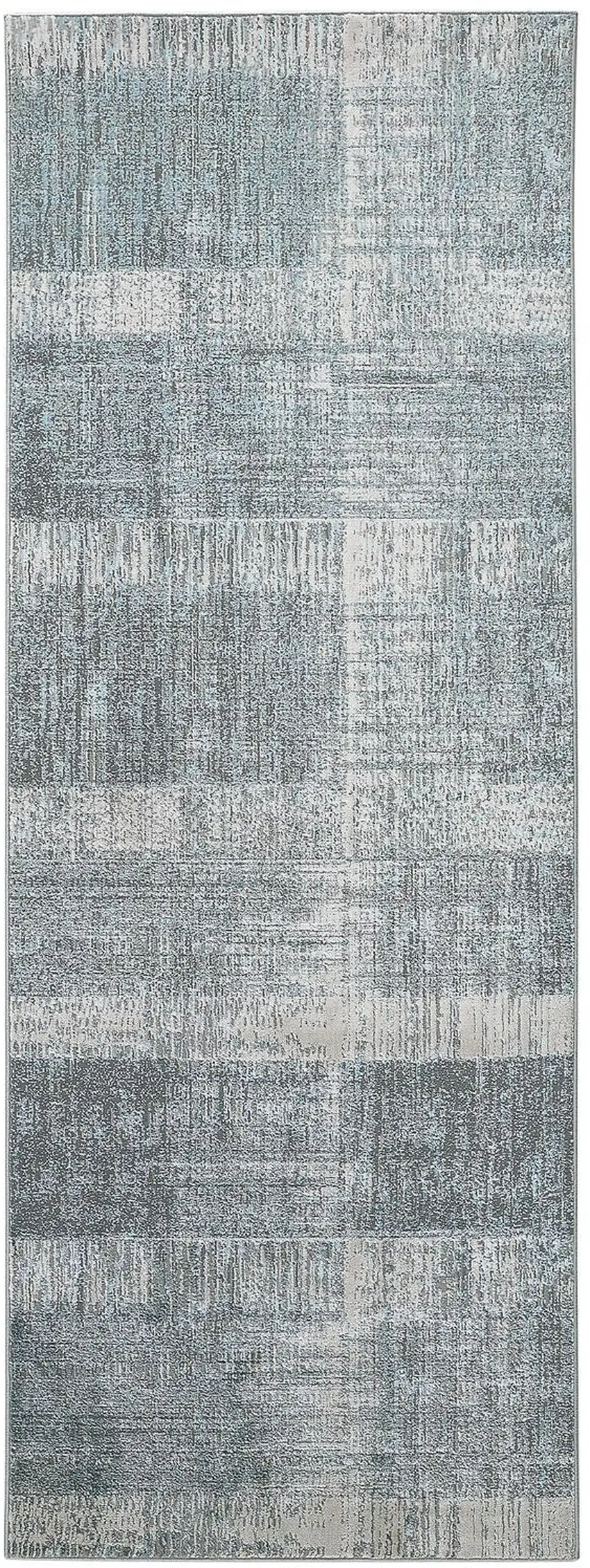 8' Blue and Gray Abstract Power Loom Runner Rug Photo 4