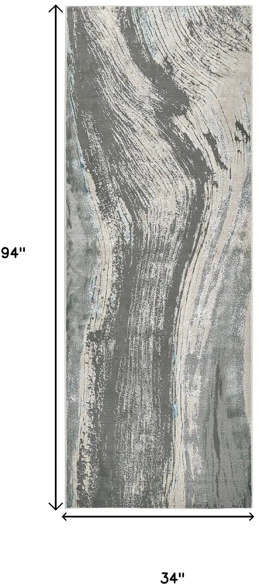 8' Blue and Gray Abstract Power Loom Runner Rug Photo 3