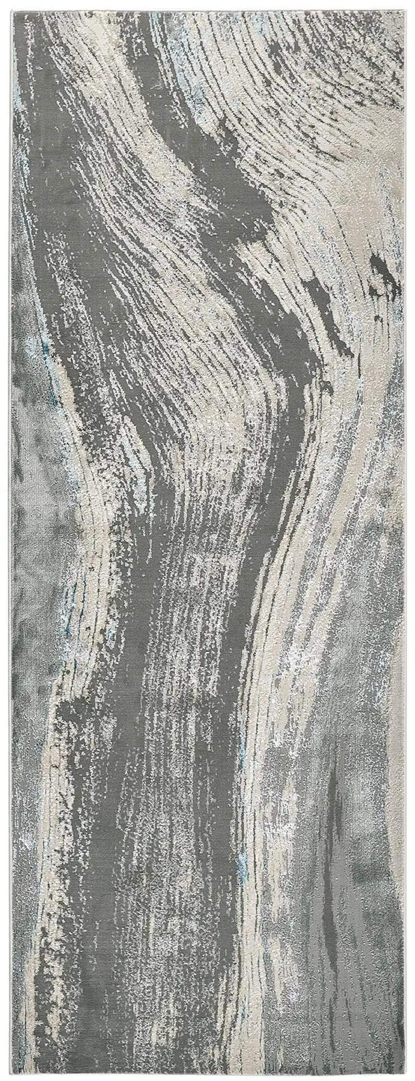 8' Blue and Gray Abstract Power Loom Runner Rug Photo 2