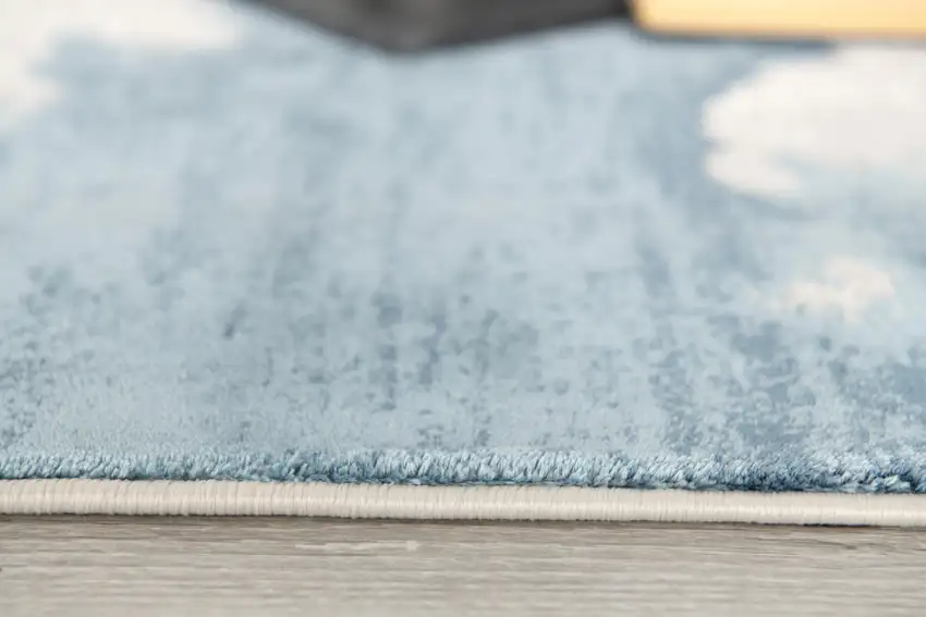 10' Blue and Gray Abstract Washable Non Skid Area Rug Photo 8
