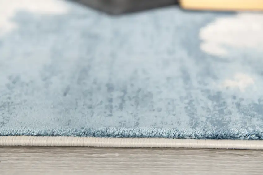 10' Blue and Gray Abstract Washable Non Skid Area Rug Photo 8