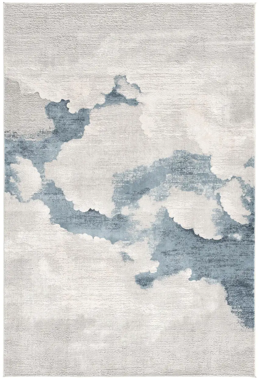 10' Blue and Gray Abstract Washable Non Skid Area Rug Photo 2