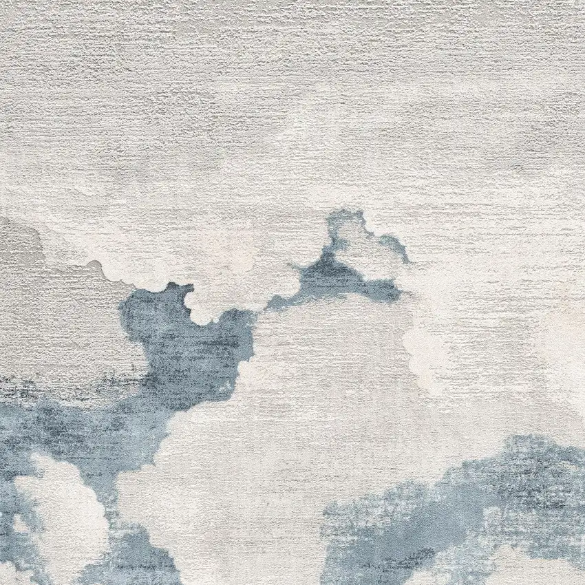 15' Blue and Gray Abstract Washable Non Skid Area Rug Photo 9