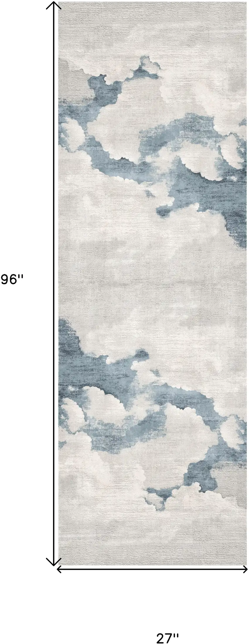 8' Blue and Gray Abstract Washable Non Skid Area Rug Photo 6