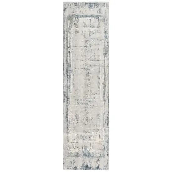 13' Blue And Gray Abstract Washable Runner Rug Photo 2