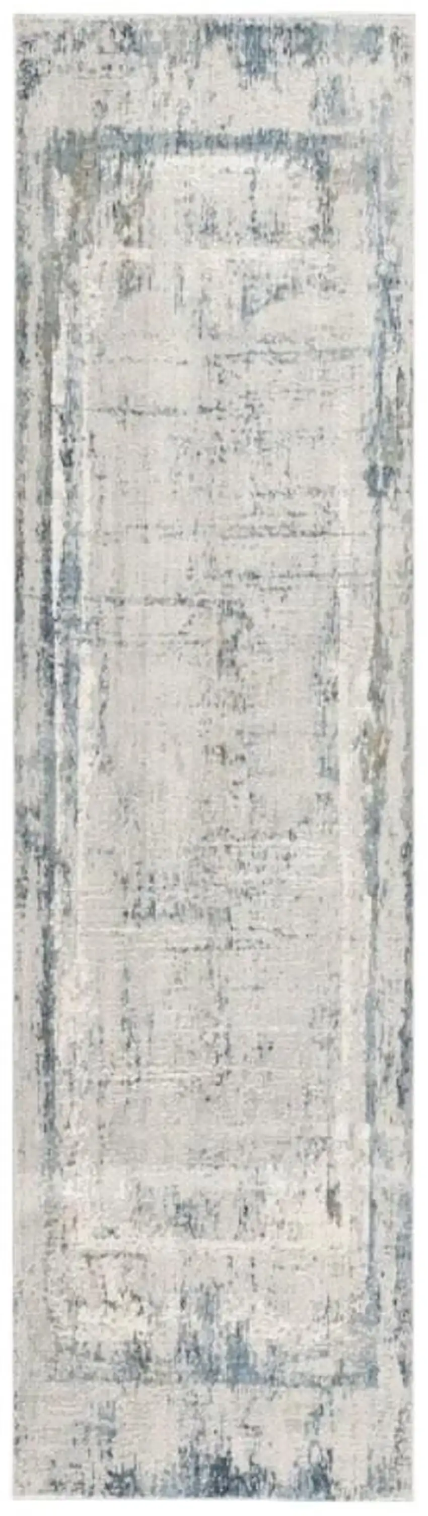 13' Blue And Gray Abstract Washable Runner Rug Photo 2