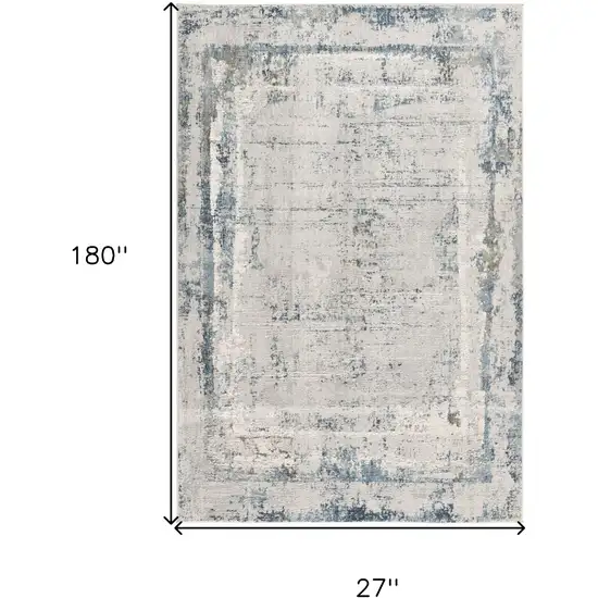 15' Blue and Gray Abstract Washable Non Skid Area Rug Photo 5