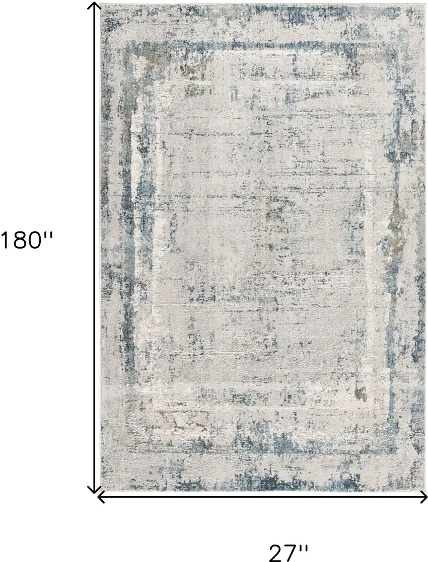 15' Blue and Gray Abstract Washable Non Skid Area Rug Photo 5