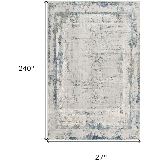 20' Blue and Gray Abstract Washable Non Skid Area Rug Photo 8