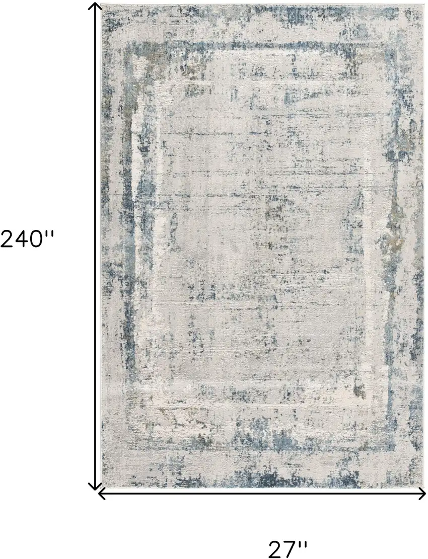 20' Blue and Gray Abstract Washable Non Skid Area Rug Photo 8