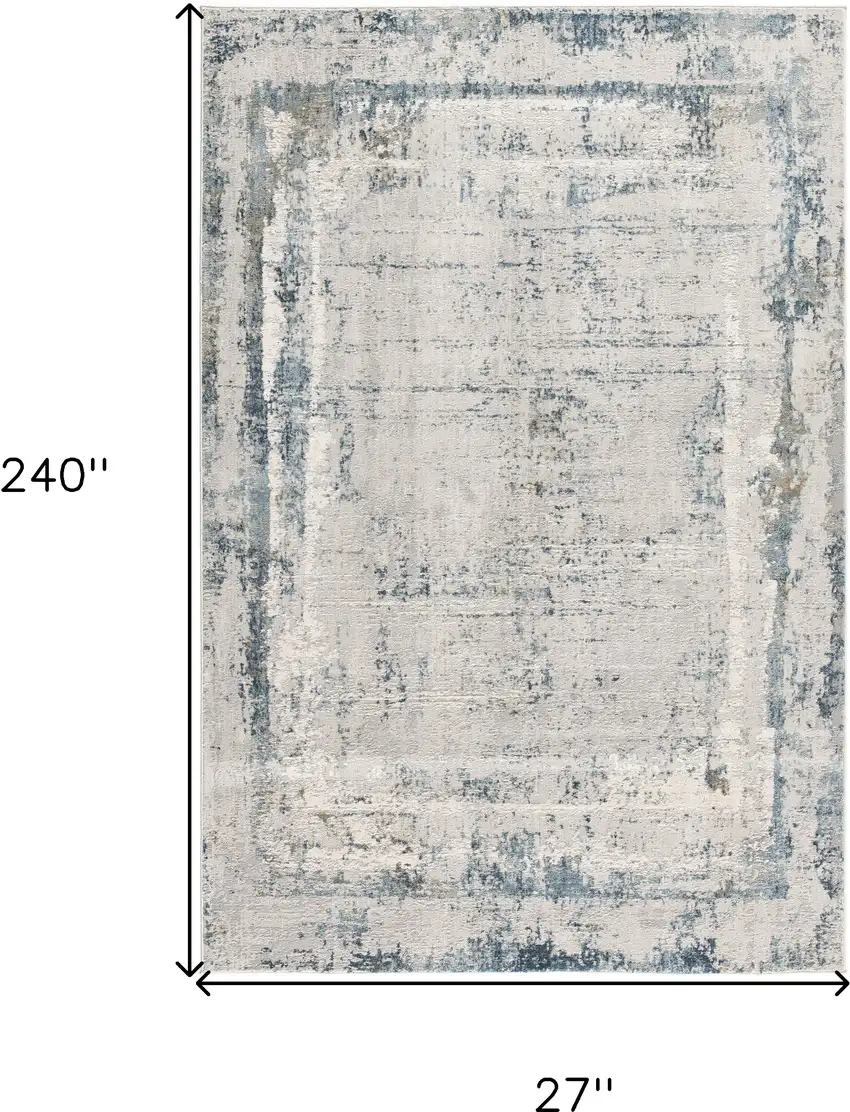 20' Blue and Gray Abstract Washable Non Skid Area Rug Photo 8