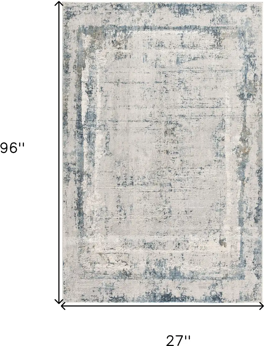 8' Blue and Gray Abstract Washable Non Skid Area Rug Photo 4