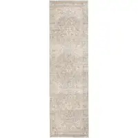 Photo of 8' Blue and Gray Medallion Power Loom Distressed Runner Rug