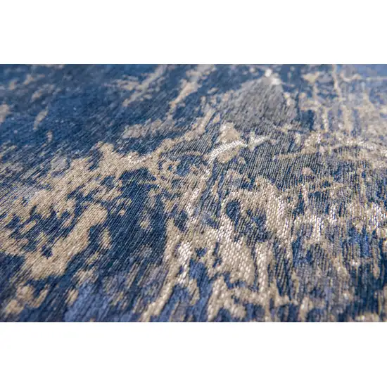 8' Blue and Gray Round Abstract Non Skid Area Rug Photo 9