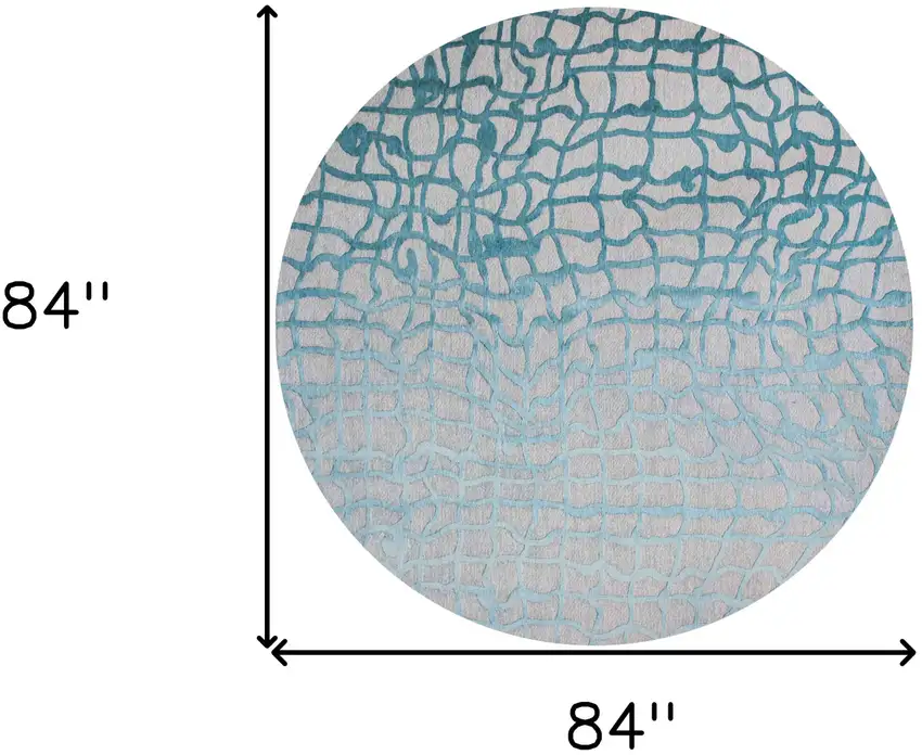 8' Blue and Gray Round Abstract Non Skid Area Rug Photo 3