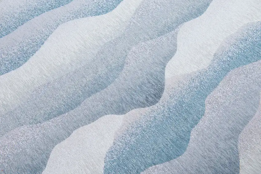 8' Blue and Gray Round Abstract Non Skid Area Rug Photo 7