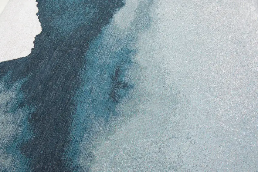 8' Blue and Gray Round Abstract Non Skid Area Rug Photo 7