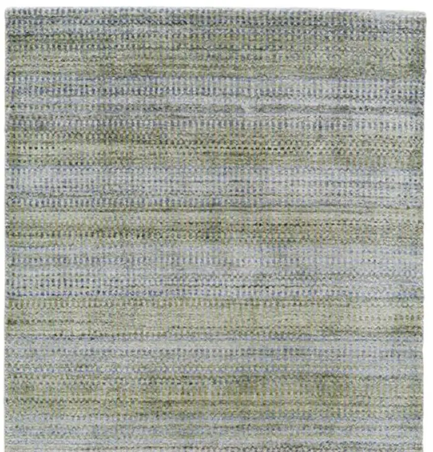 10' Blue and Green Ombre Hand Woven Runner Rug Photo 5