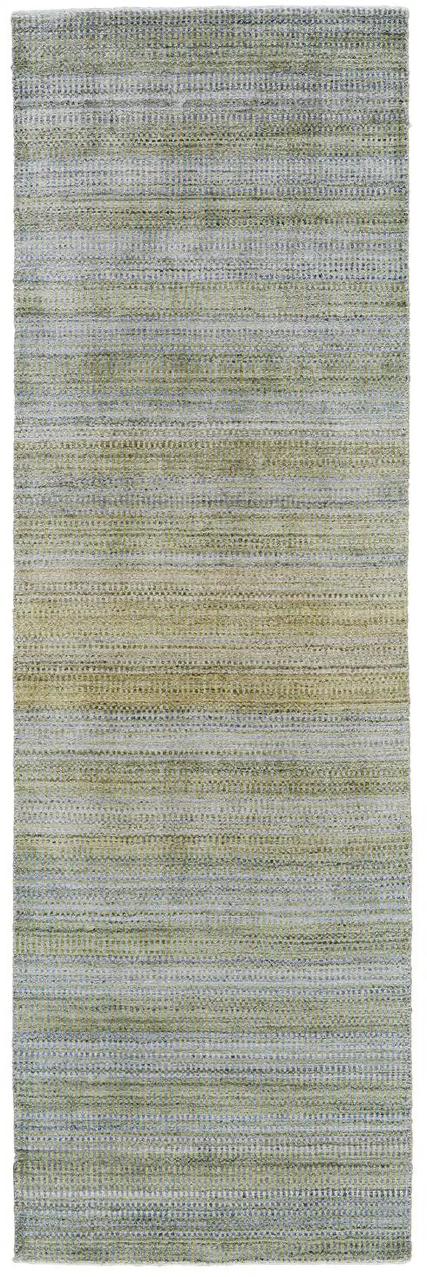 10' Blue and Green Ombre Hand Woven Runner Rug Photo 5