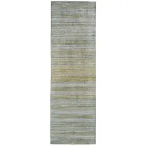 Photo of 10' Blue and Green Ombre Hand Woven Runner Rug