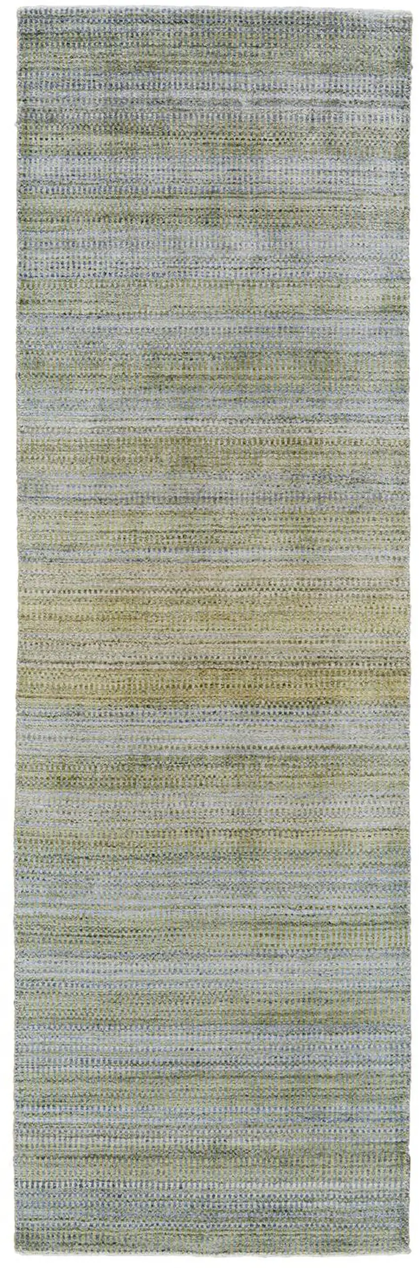 10' Blue and Green Ombre Hand Woven Runner Rug Photo 2