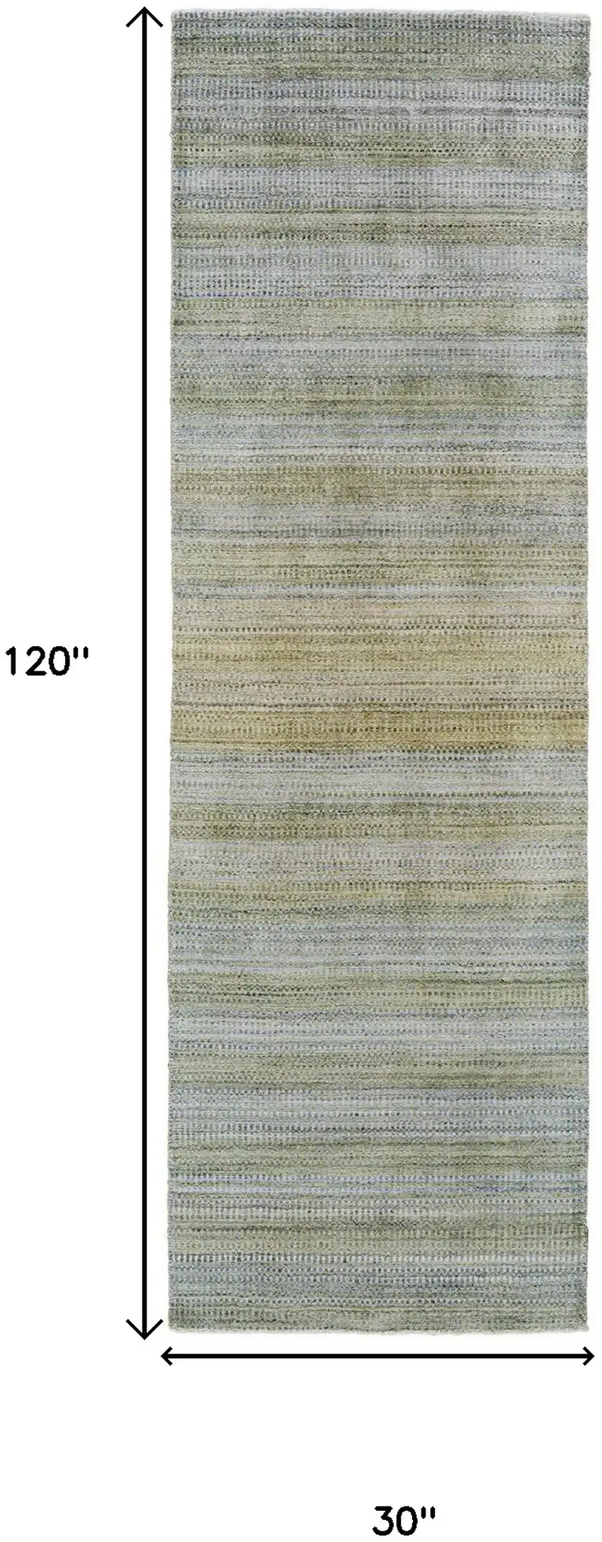 10' Blue and Green Ombre Hand Woven Runner Rug Photo 3