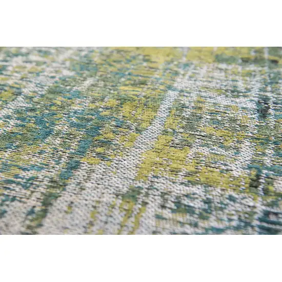 5' Blue and Green Round Abstract Non Skid Area Rug Photo 9