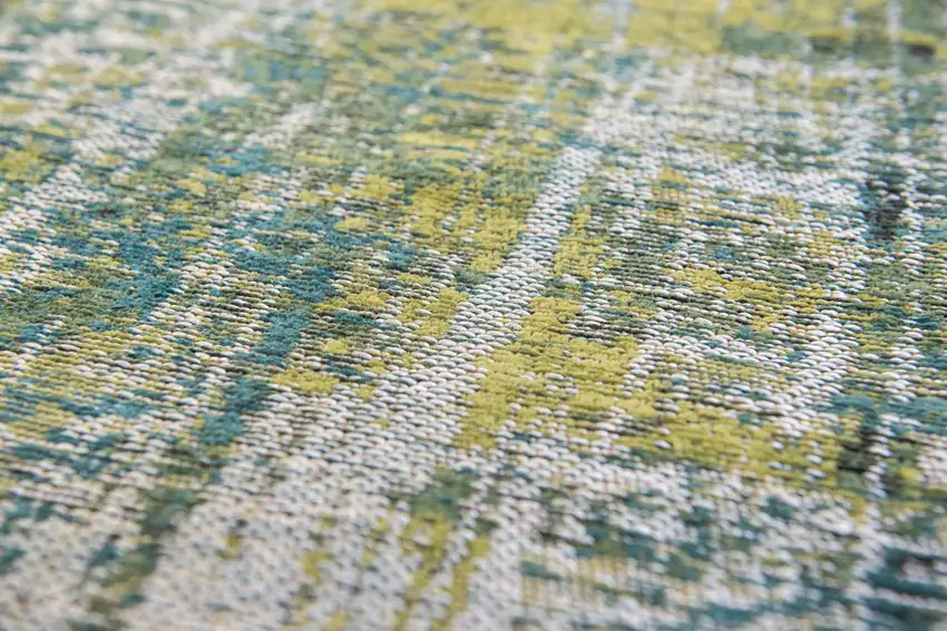 5' Blue and Green Round Abstract Non Skid Area Rug Photo 9