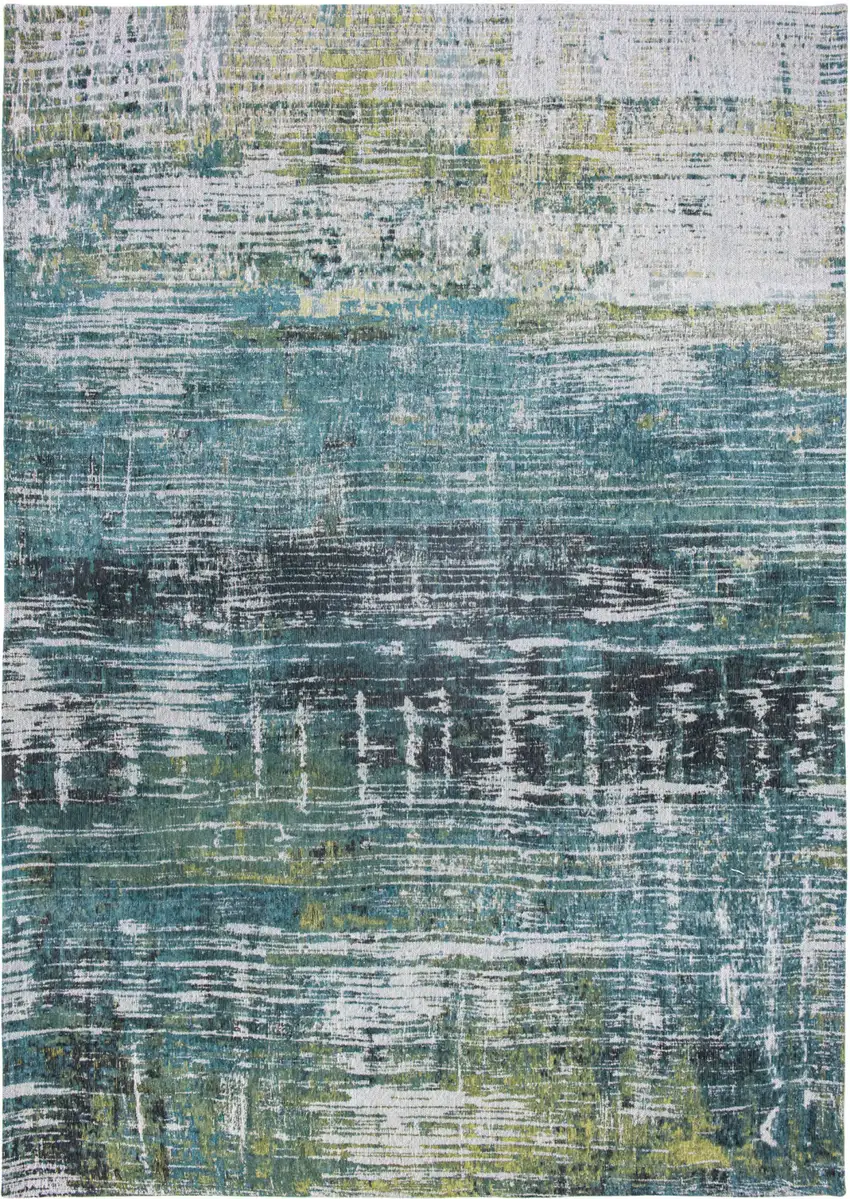 8' Blue and Green Round Abstract Non Skid Area Rug Photo 4