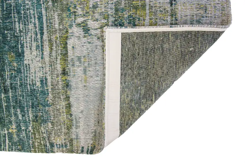8' Blue and Green Round Abstract Non Skid Area Rug Photo 5