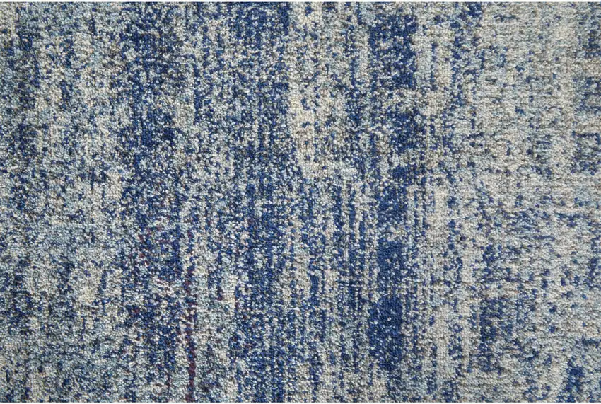 8' Blue and Ivory Abstract Power Loom Runner Rug Photo 6