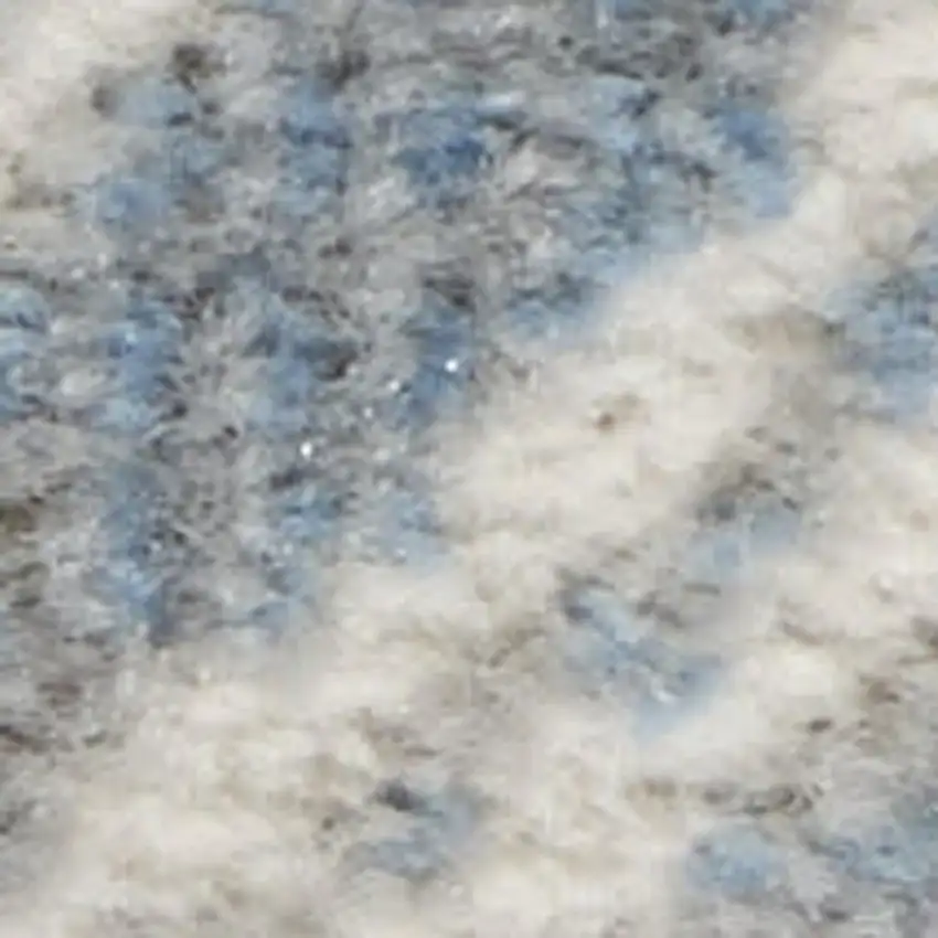 8' Blue and Ivory Damask Distressed Non Skid Runner Rug Photo 4