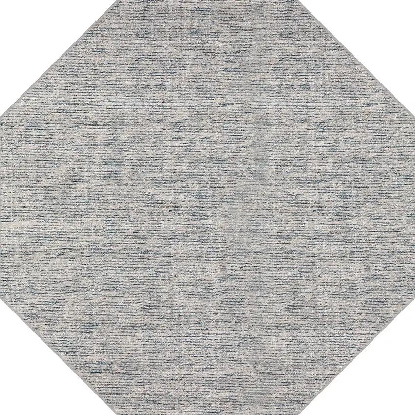 4' Blue and Ivory Octagon Wool Hand Loomed Area Rug Photo 2