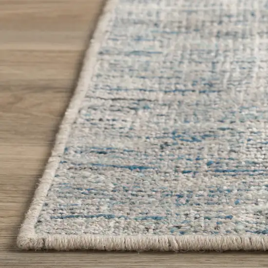 8' Blue and Ivory Octagon Wool Hand Loomed Area Rug Photo 9