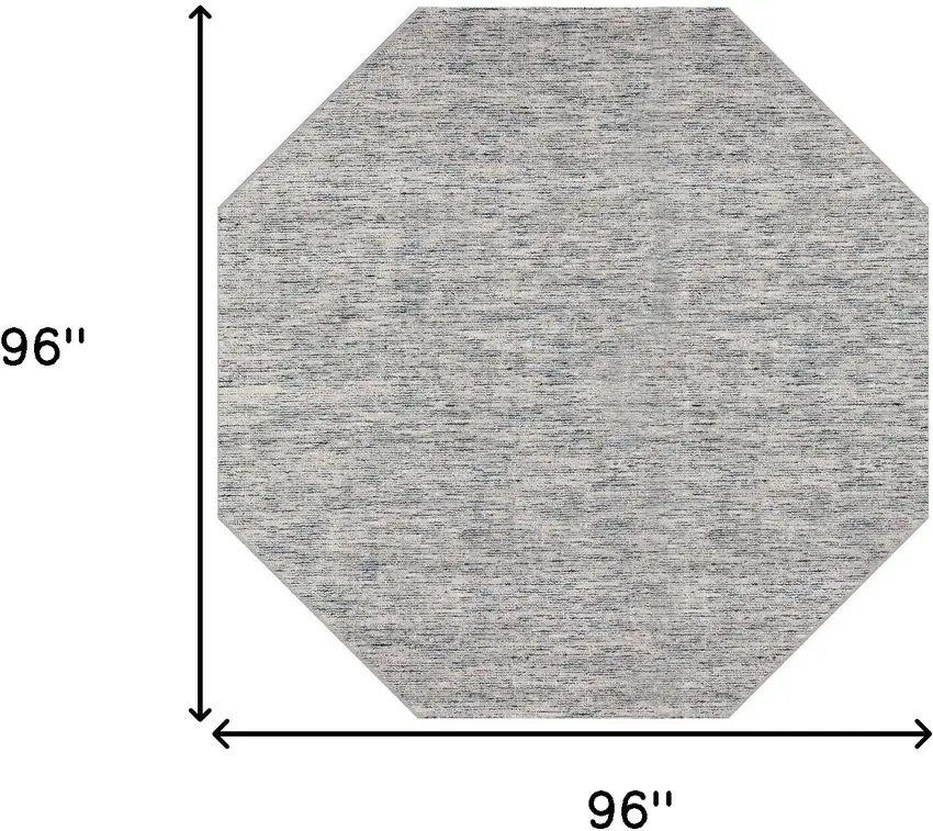 8' Blue and Ivory Octagon Wool Hand Loomed Area Rug Photo 9