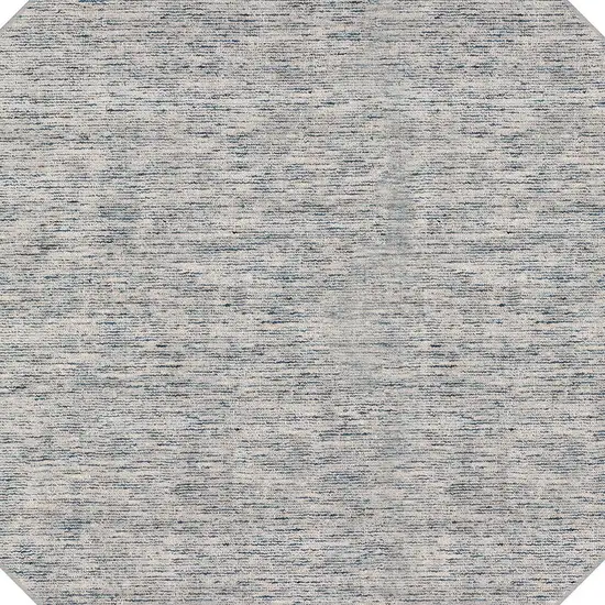 8' Blue and Ivory Octagon Wool Hand Loomed Area Rug Photo 4