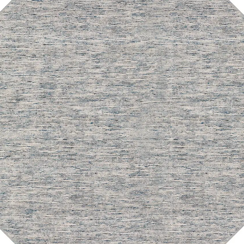 8' Blue and Ivory Octagon Wool Hand Loomed Area Rug Photo 4