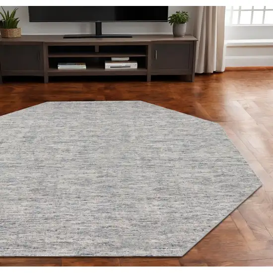 8' Blue and Ivory Octagon Wool Hand Loomed Area Rug Photo 1