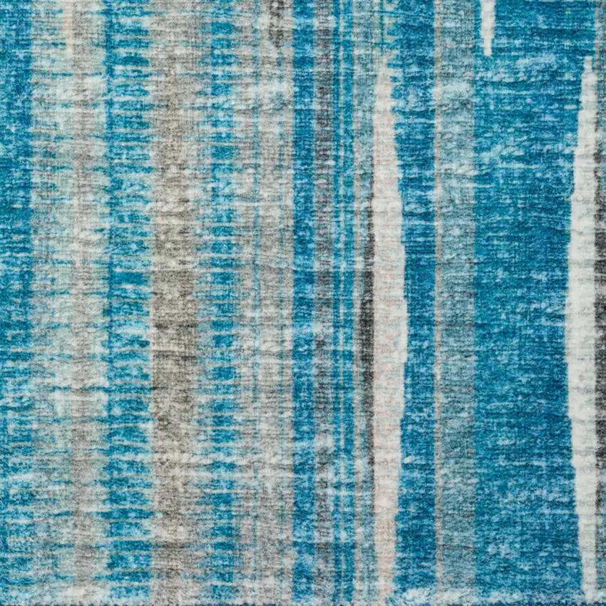 12' Blue and Ivory Ombre Hand Tufted Runner Rug Photo 4