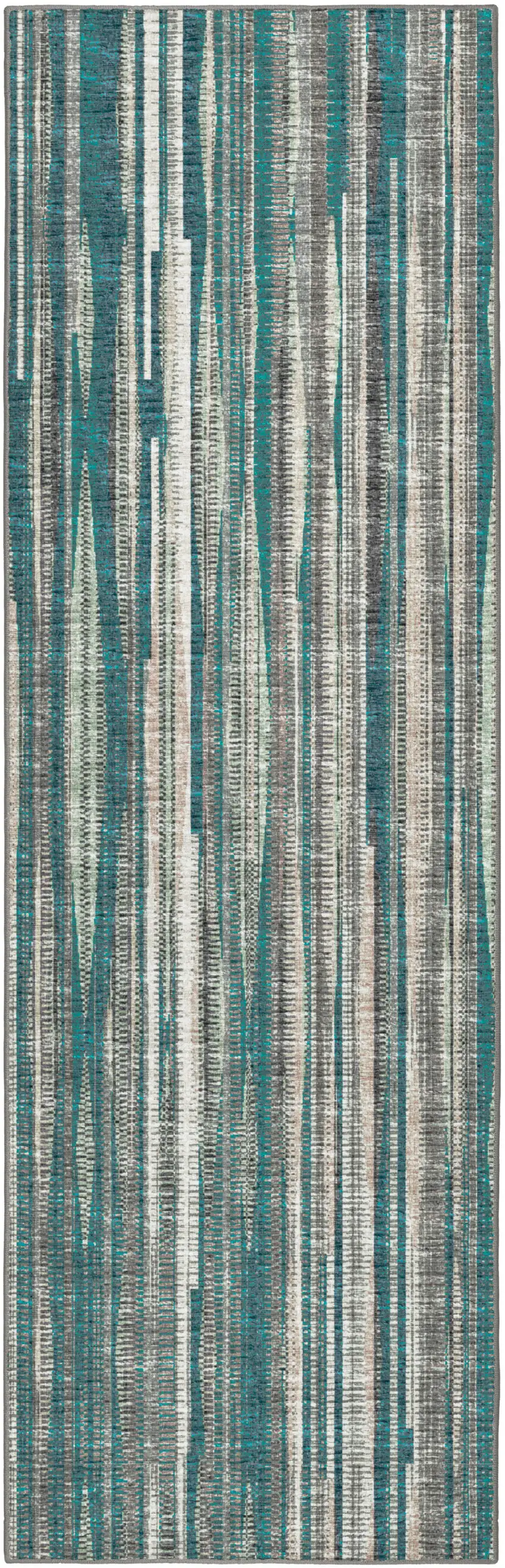 12' Blue and Ivory Ombre Hand Tufted Runner Rug Photo 1